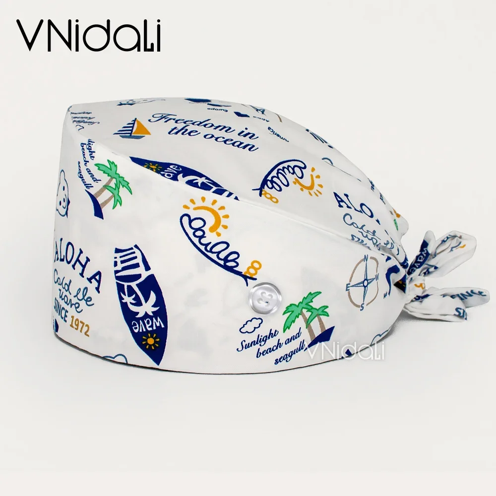 new Multicolor Printing Female Nurse Cap Surgeon Surgical Cap Dental Surgical Cap Beauty Salon Chef Dustproof Scrub Cap