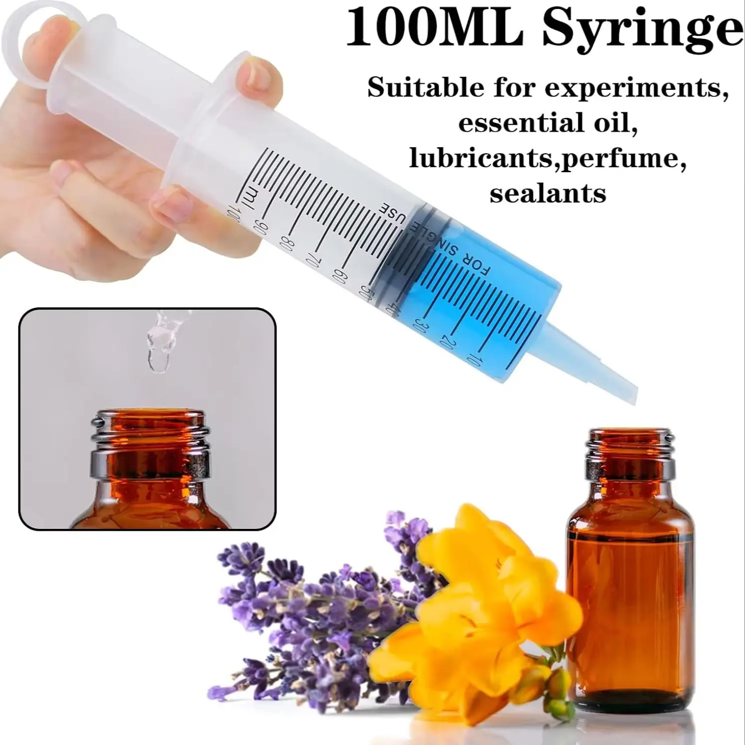Strzykawka 20 ml/60 ml/100 ml/150 ml, strzykawka plastikowa, do laboratoriów naukowych, do cieczy, nawadniania roślin, perfum, tuszu, wymiany wody w akwarium, karmienia zwierząt, itp. Może być używany — Zdjęcie 2 z 2