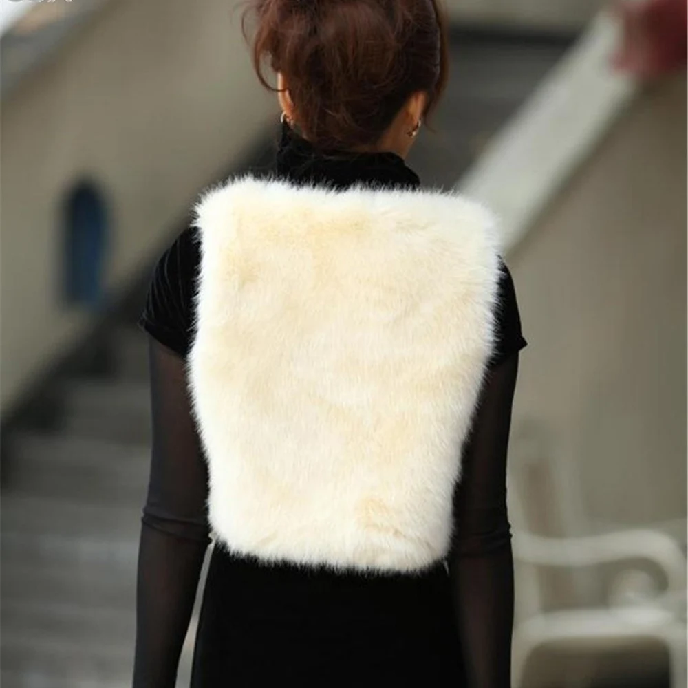 Manteau en fausse fourrure d\'hiver pour femme, manteau court, gilets en fourrure pour femme, 35