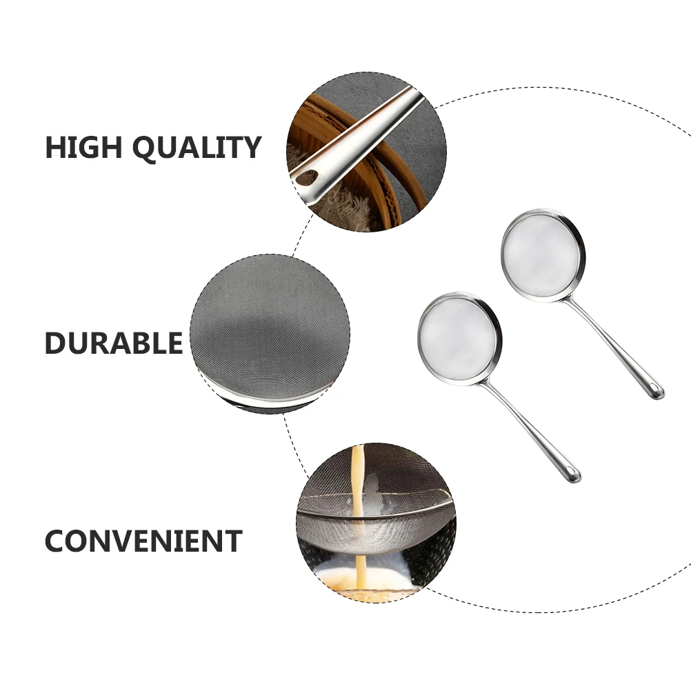 

2pcs Stainless Steel Mesh Strainer Colander Noodle Egg Vegetable Filter Spoon Kitchen Gadgets Home Use Easy Clean