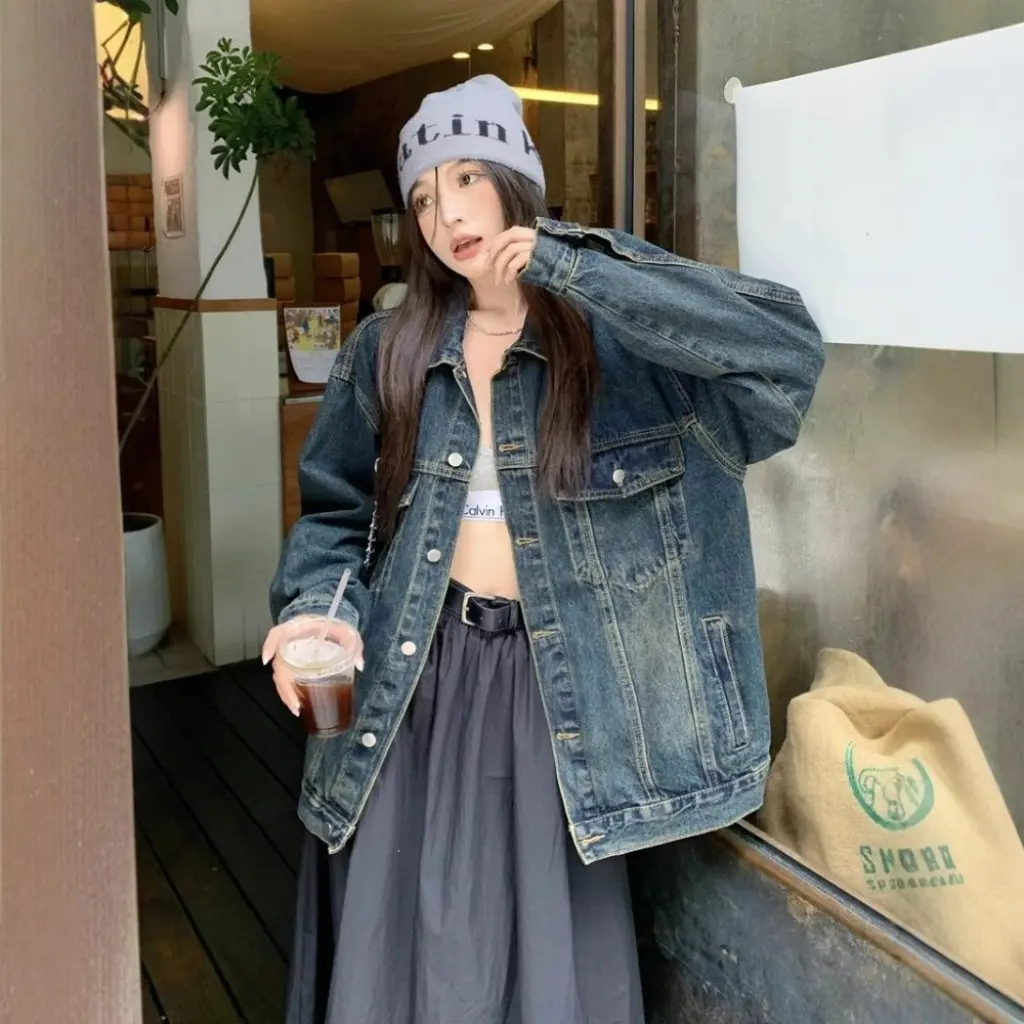 Chaqueta americana informal holgada para mujer, camiseta vaquera Retro con sentido de gama alta, camiseta nueva de moda para primavera y otoño, ropa para mujer