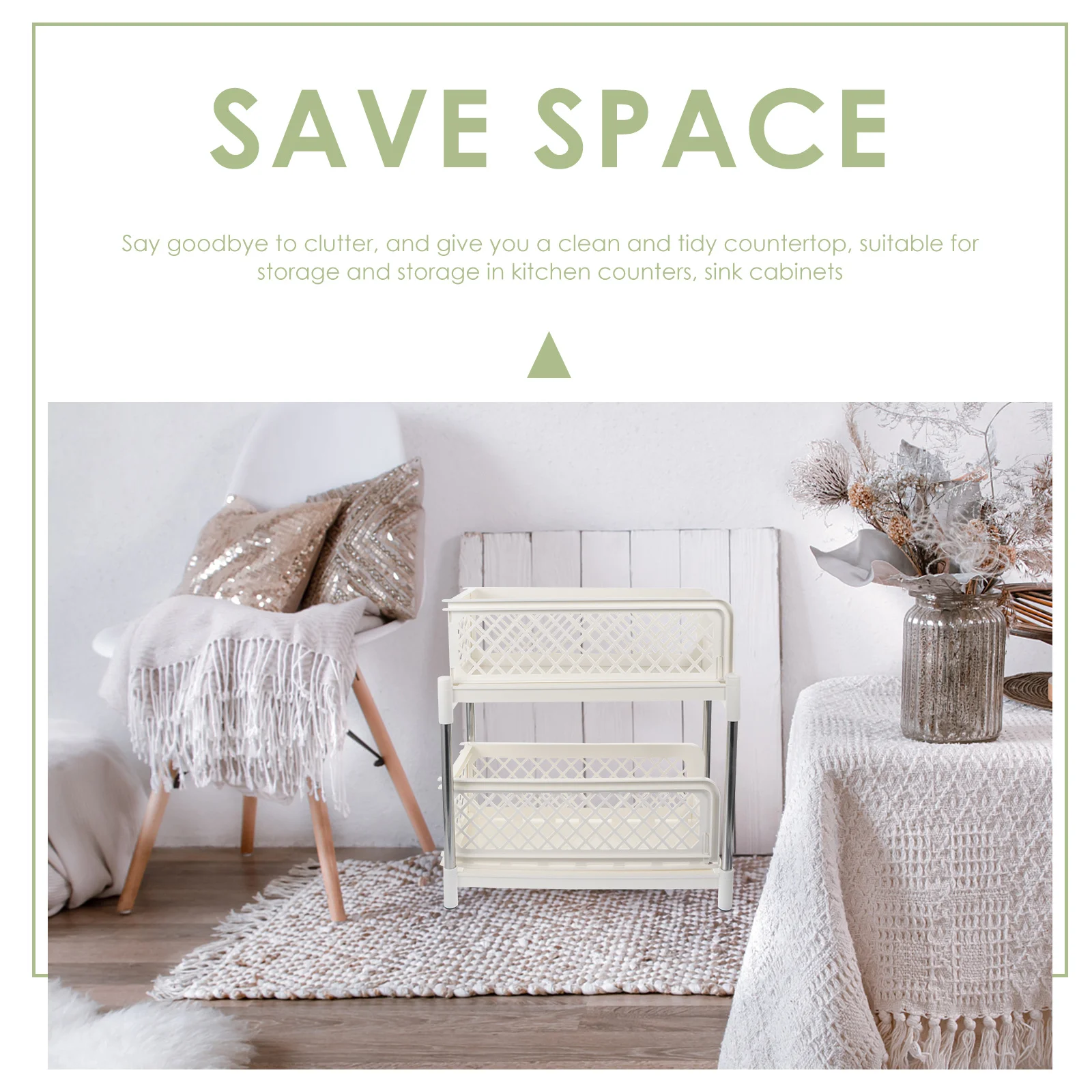 

Drawer Type Storage Shelf Double-Layer Sundries Holder Resistance Load-Bearing Ability Kitchen Pantry Cupboard