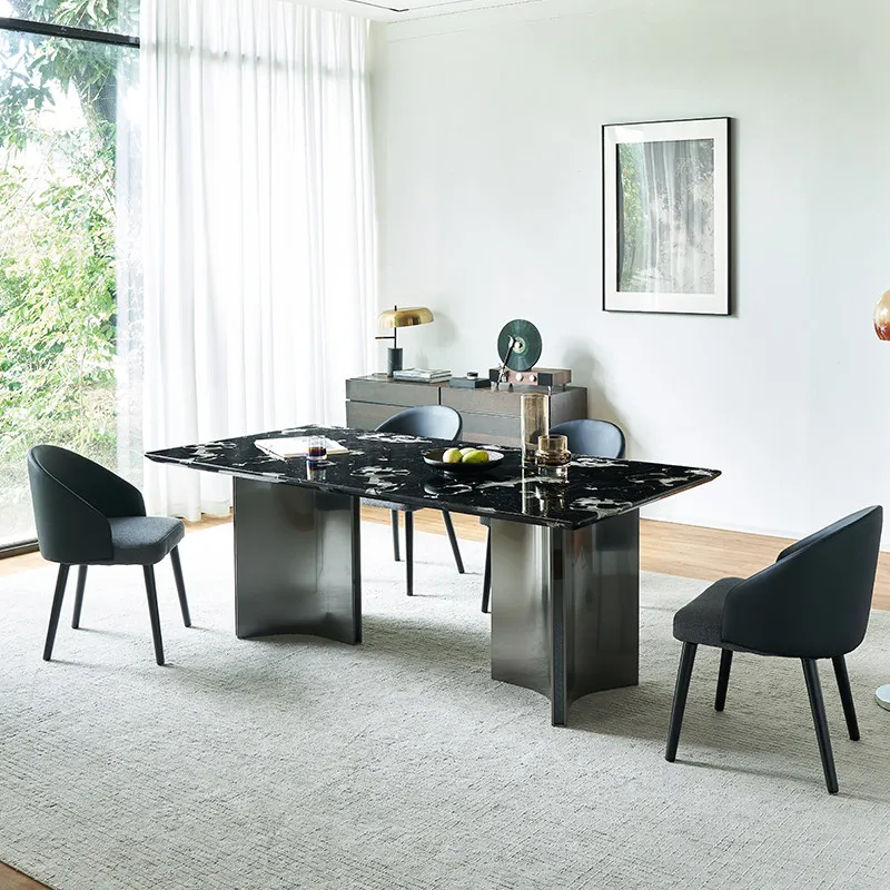 M1L Black rose marble dining table high-end  simple rectangular household table