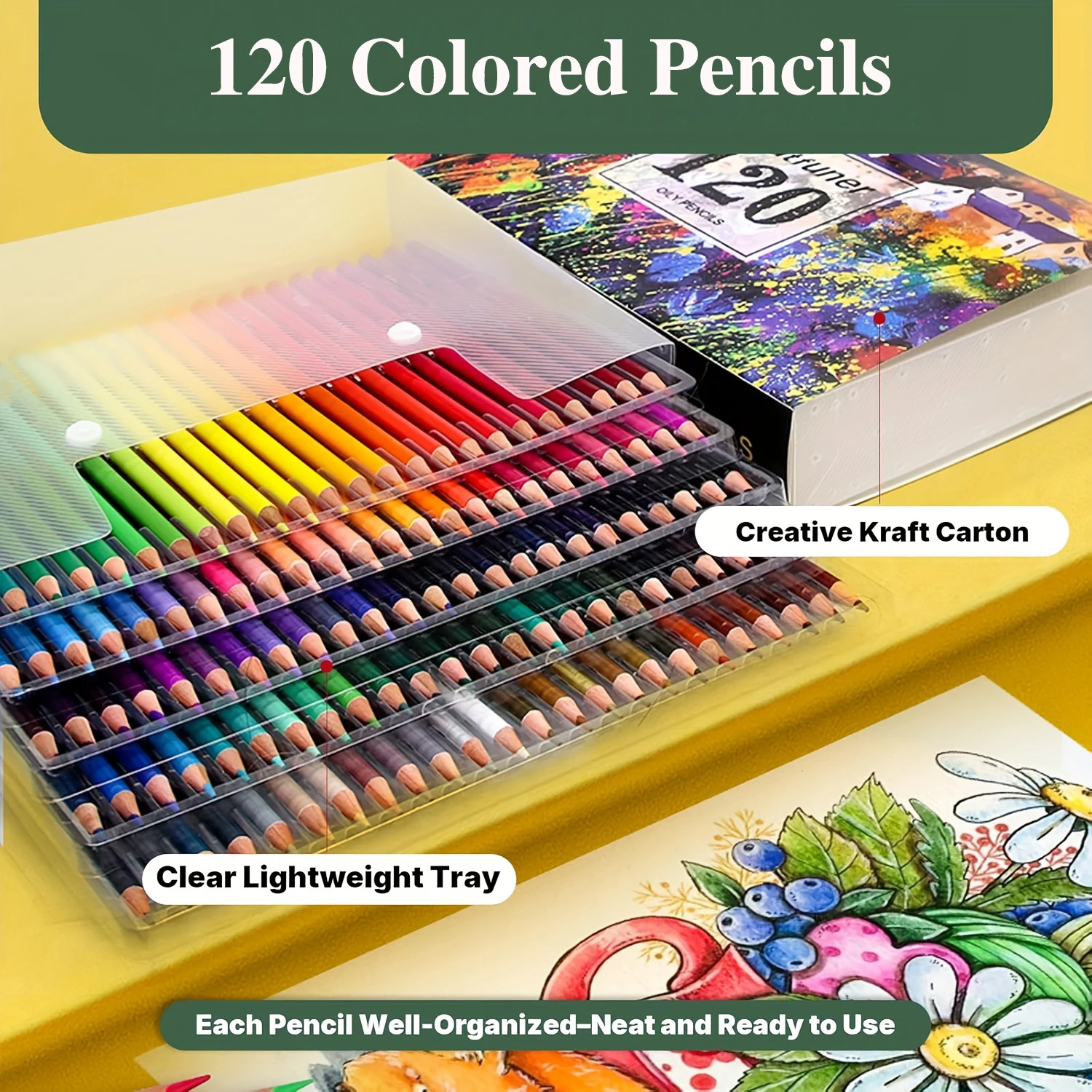 أقلام رصاص ملونة 120/180/260، قلب ناعم للفنانين ذو أساس زيتي مع لون نابض بالحياة، مثالية لرسم الرسم والتظليل والتلوين #2