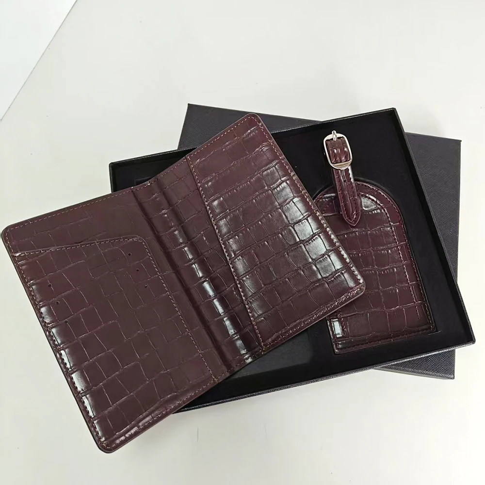 Luxury Passport Cover Luggage Tag Gift Box Set Custom Name Men Women Present Travel Accessories Suitcase Label Passport Holder image 6