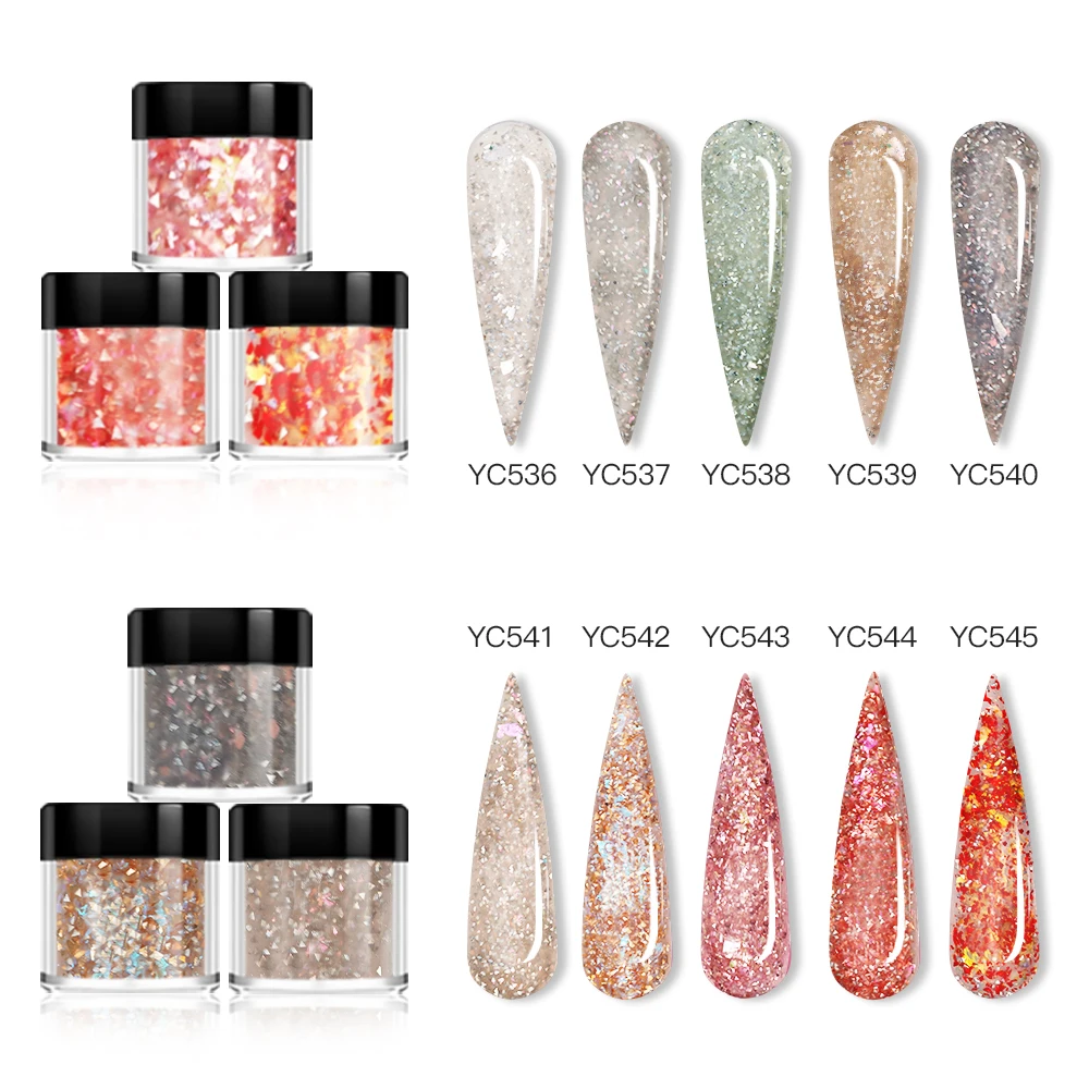 Fsixcl neuer 10-Farben-Nagel-Eintauch-Acrylpulver glänzender gemischter Opal glitter für Nail Art Extension DIY Maniküre Design Pigments taub