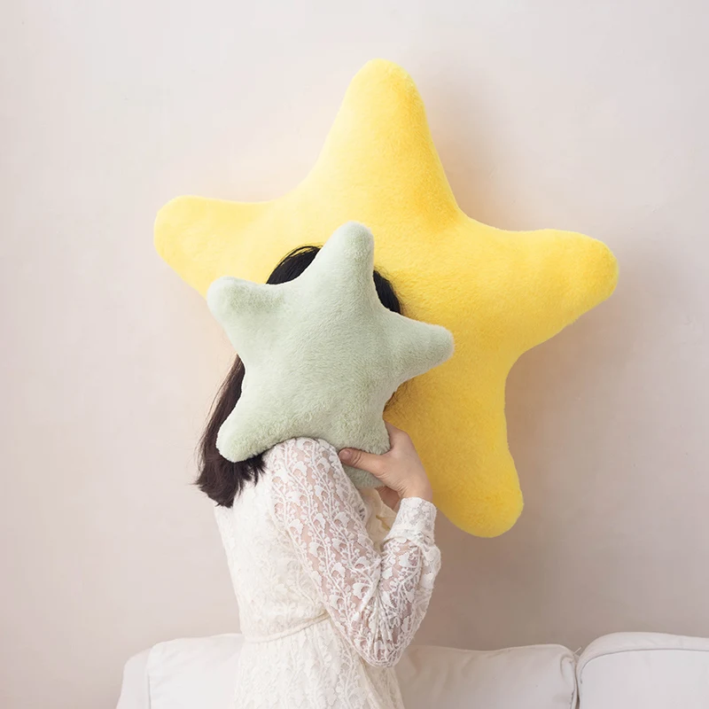 Almohada decorativa en forma de estrella para cama, almohada de felpa suave, cojín bonito de felpa para dormitorio de niños y sala de estar