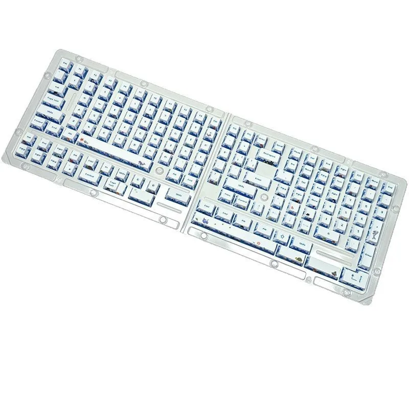 KUXM Deep Sea PBT 143-Key Set Keycap Lengkap Kecil Tinggi Asli Sublimasi Termal Lima Sisi Penuh