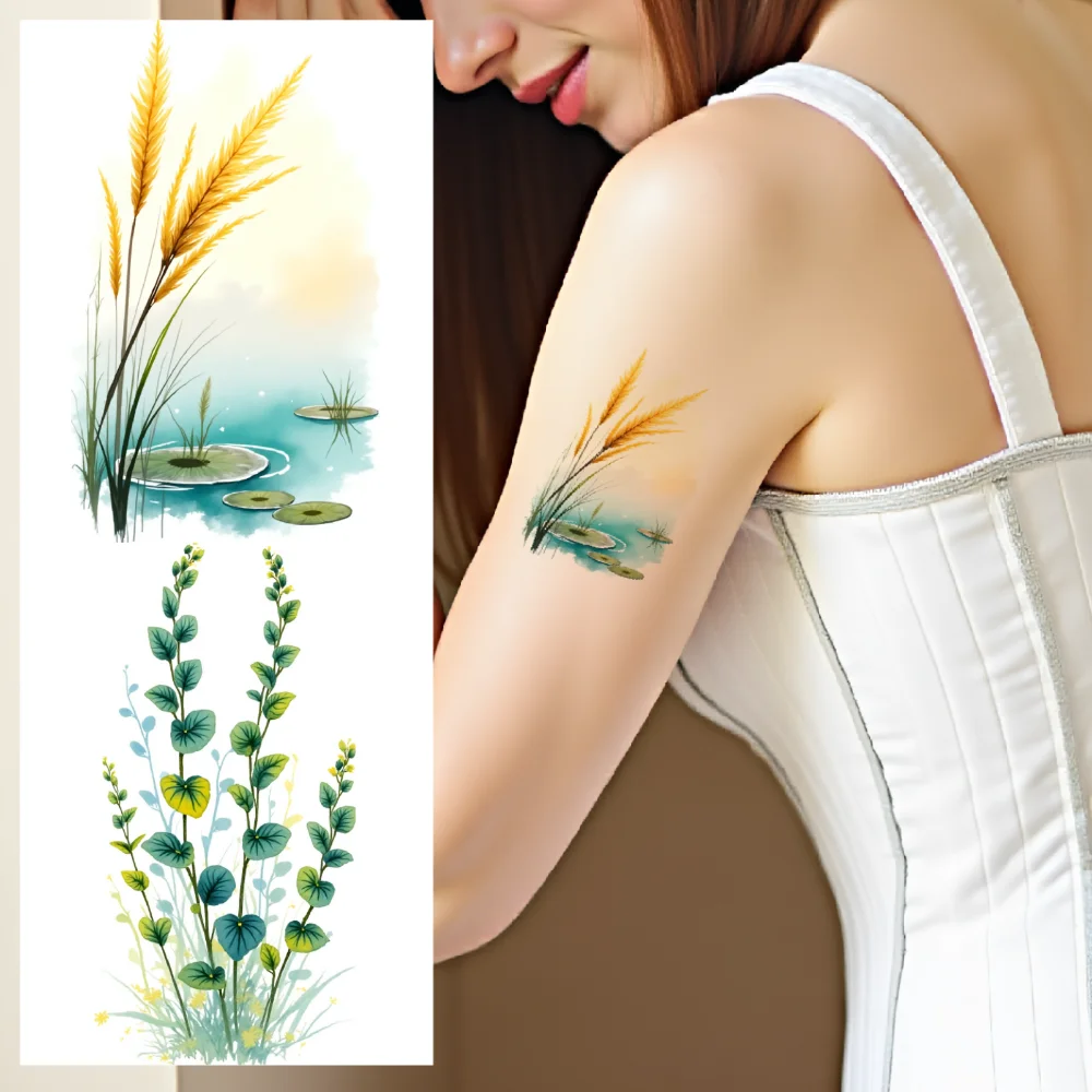 

9pcs Temporary Tattoo Nature Art Temporary Tattoo Stickers Floral Design Watercolor For Children Chest Cheeks