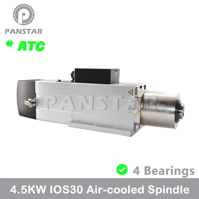 PANSATR 4.5KW ATC Air Cooled Spindle Motor ISO30 220V 380V 800HZ 24000RPM 4 Bearings Automatic Tool Change Spindle CNC Router