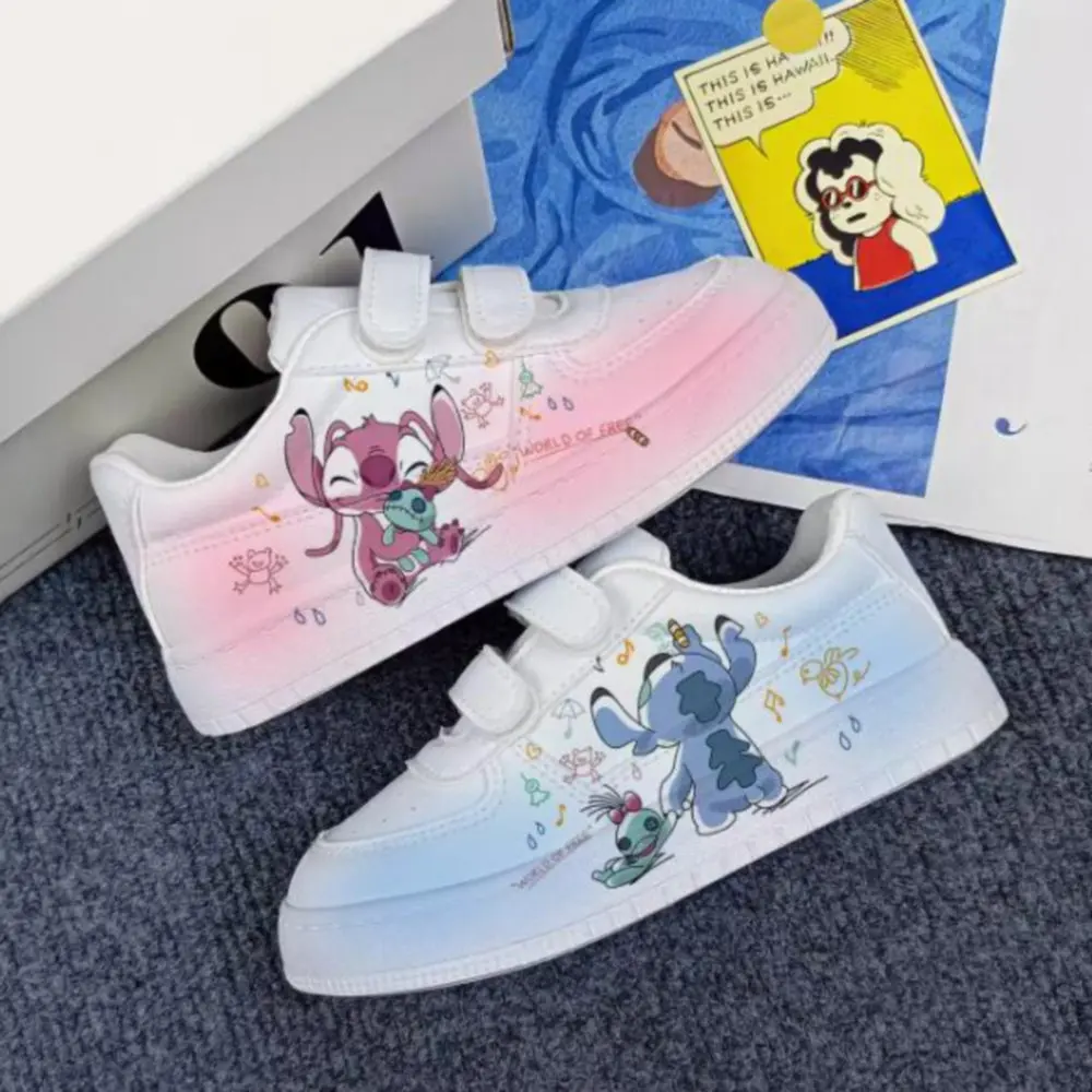 Disney New Lilo & Stitch Print Sport Shoes Tennis Shoes Couple White Shoes Cartoon Sneakers Children Casual Shoes