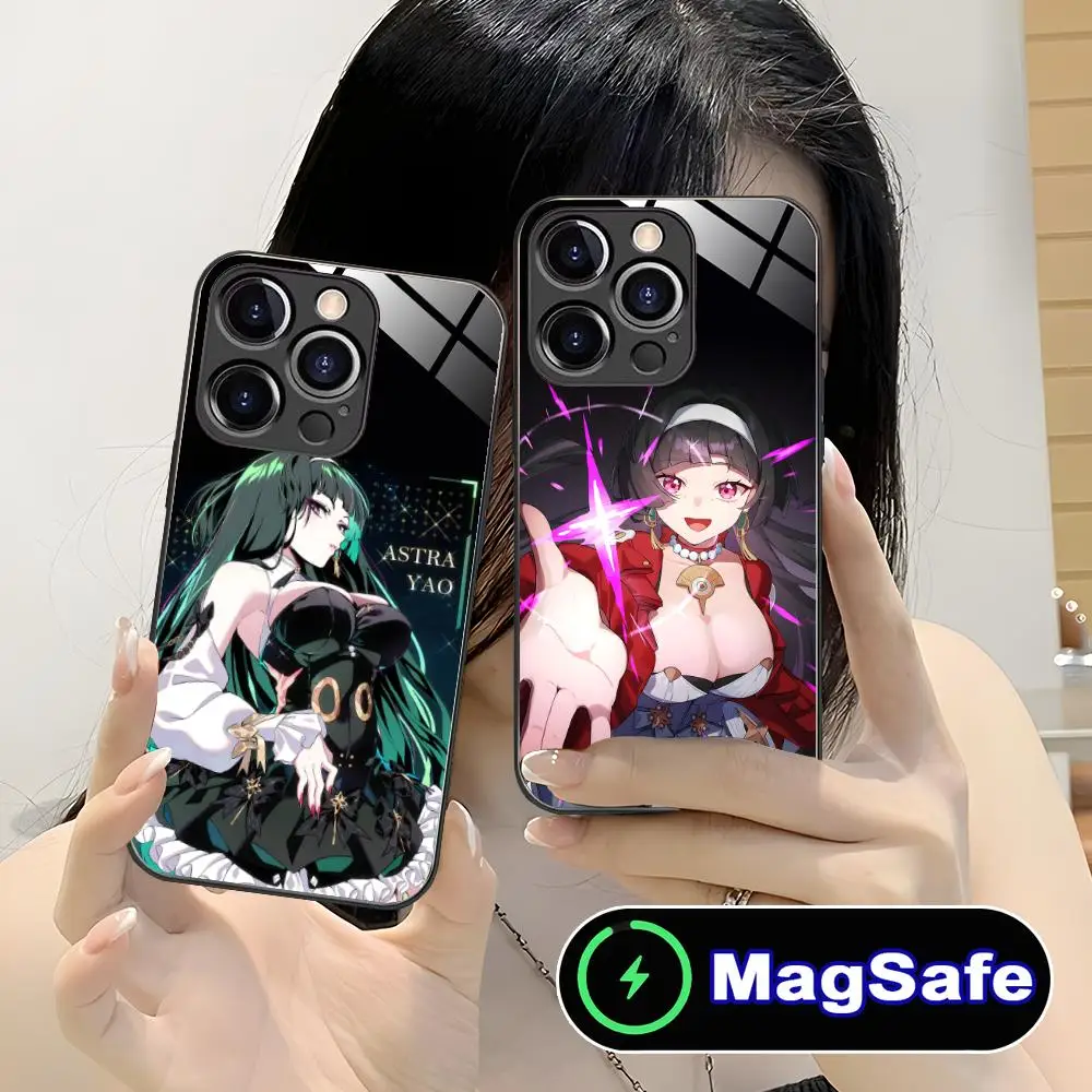 

Zenless Zone Zero Astra Yao Phone Case for iPhone 16 15 14 13 12 11 Pro Max Plus Mini MagSafe Glass Colour Protective Cover