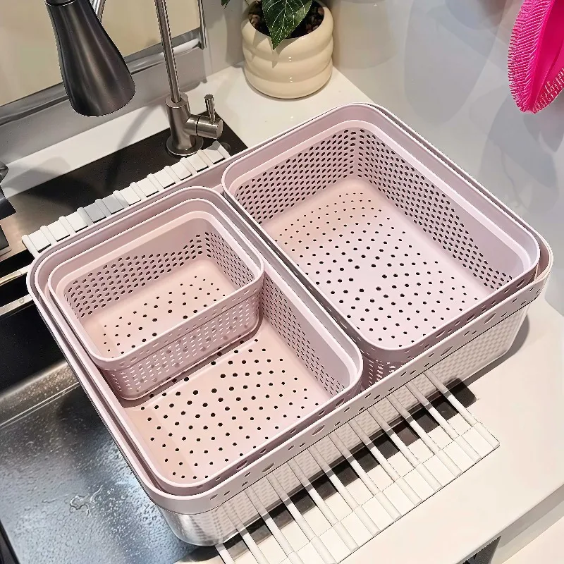 Drain basket Fruit plate Vegetable washing basin, drain basket Kitchen household, large-capacity water filtration