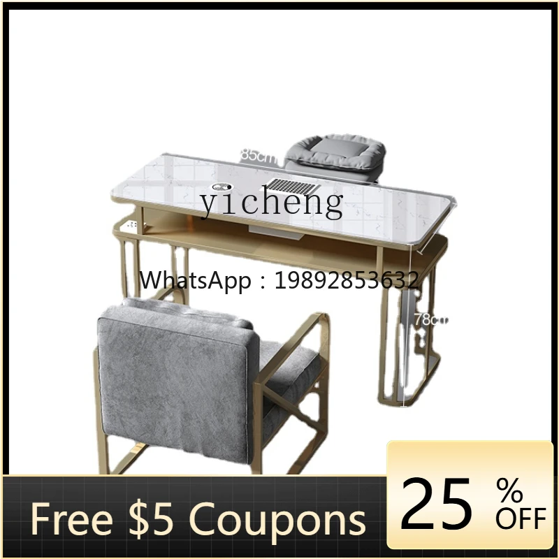 

Three-Generation Vacuum Cleaner Nail Table and Chair Set Marble Nail Table