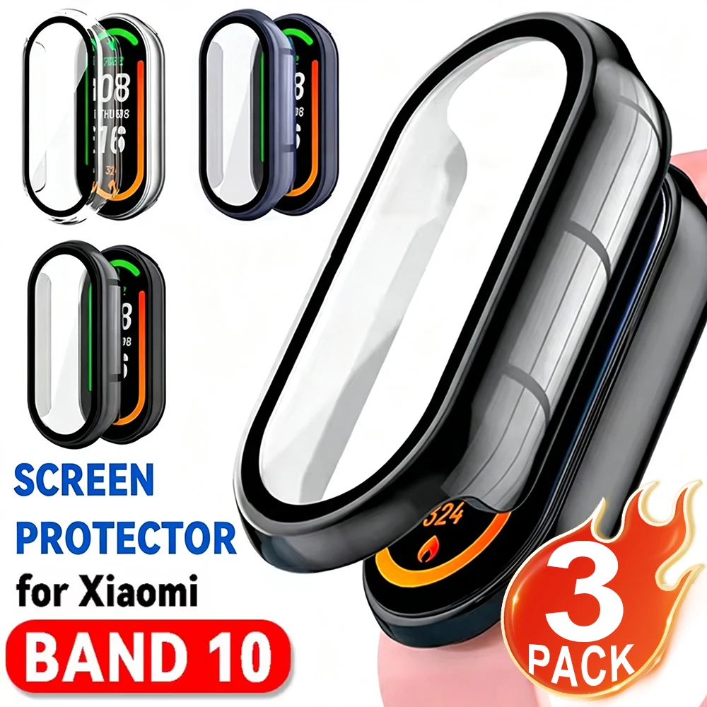 Tempered Glass Screen Protector for Xiaomi Mi Band 10 HD Anti-scratch Protective Film Hard PC Bumper Covers for Mi Band 10 Case
