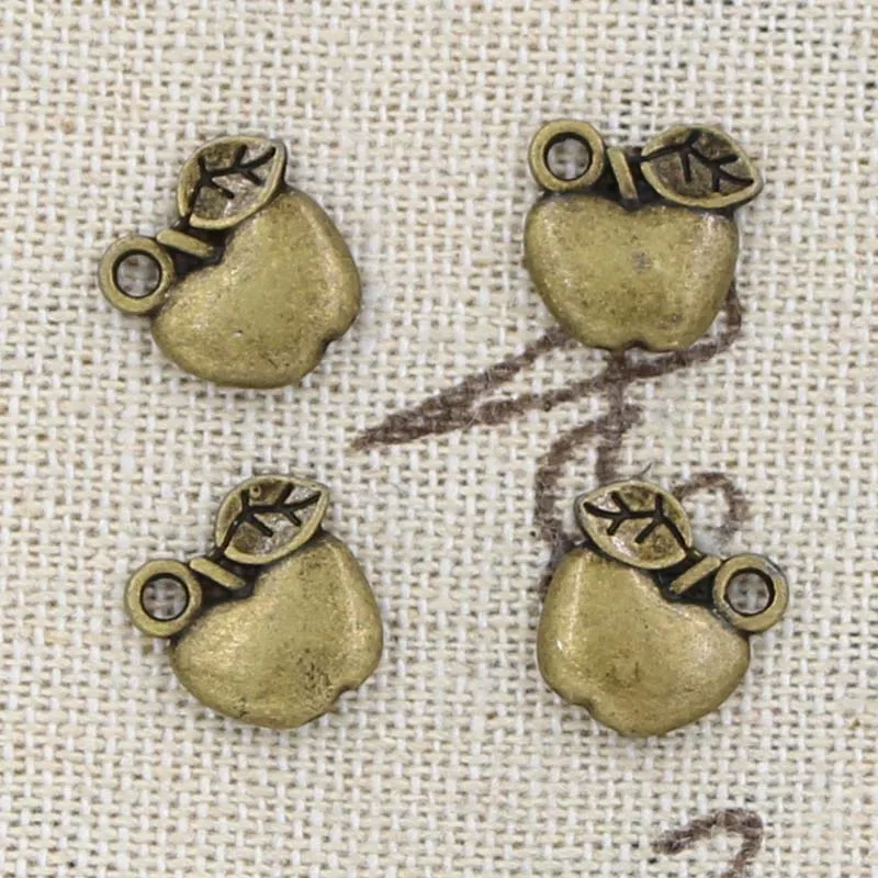 30 pezzi Charms Apple 10x10mm antico che fa ciondolo misura, colore argento bronzo tibetano Vintage, gioielli fatti a mano fai da te
