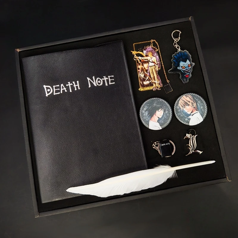 

Death Note Notebook Set Yagami Light Cosplay Prop Ryuk Key Chain Metal Bookmarks Badge Collectable Anime Notebooks Prank Gifts