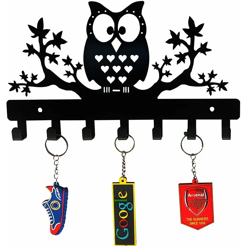 

Hello Young Factory direct sale tree owl eagle steel keychain steel key holder metal owl key holder home decor metal art home de