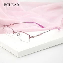 BCLEAR Ultra-light Fashion Pure Titanium Women Myopia Presbyopic Eyewear Slim Comfortable Optical Glasses Frame Red Pink Purple