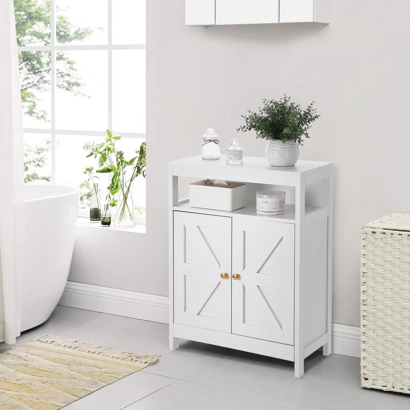 

Bathroom Storage Cabinet, Bathroom Cabinets Freestanding with 2 Doors,Towel Cabinet for Bathroom Floor Cabinet, Restroom Cabinet