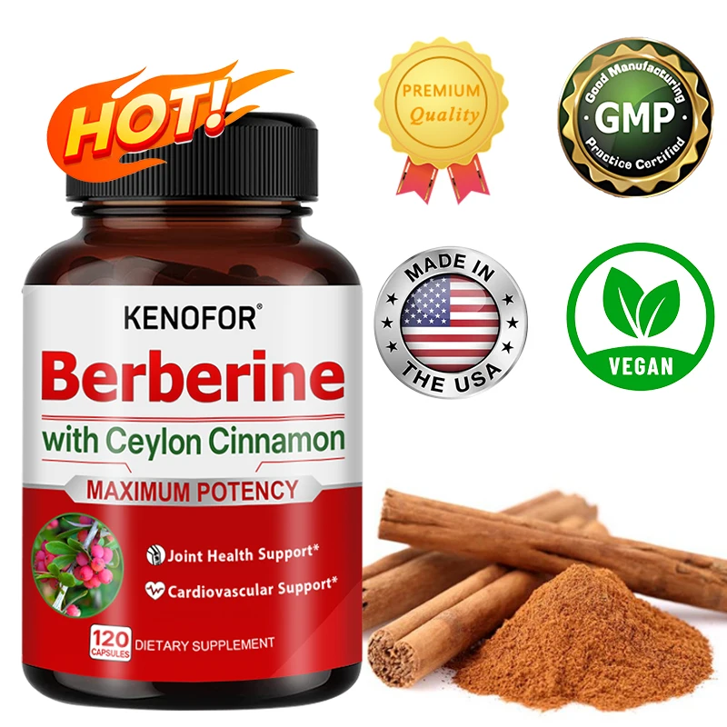 Berberine and Ceylon Cinnamon Capsules - Supports Joints, Cardiovascular System and Overall Health, Relieves Muscle Pain