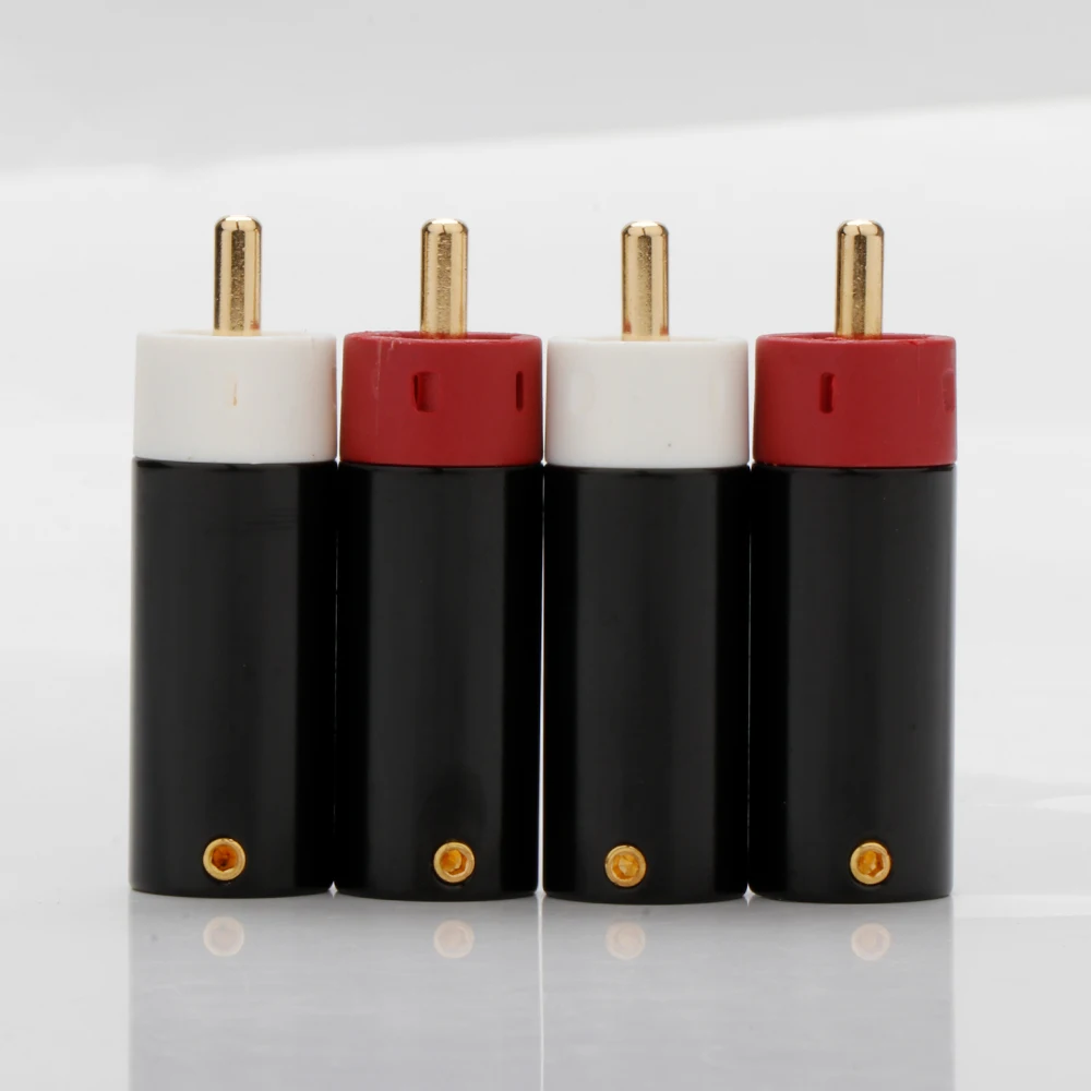 Preffair 4 Stück RCA-Stecker, versilbert, Tellur-Kupfer, RCA-Stecker, fünfzackige Sternform, Signalanschlüsse, Stecker, Verlängerungsadapter, DIY-Kabel 4