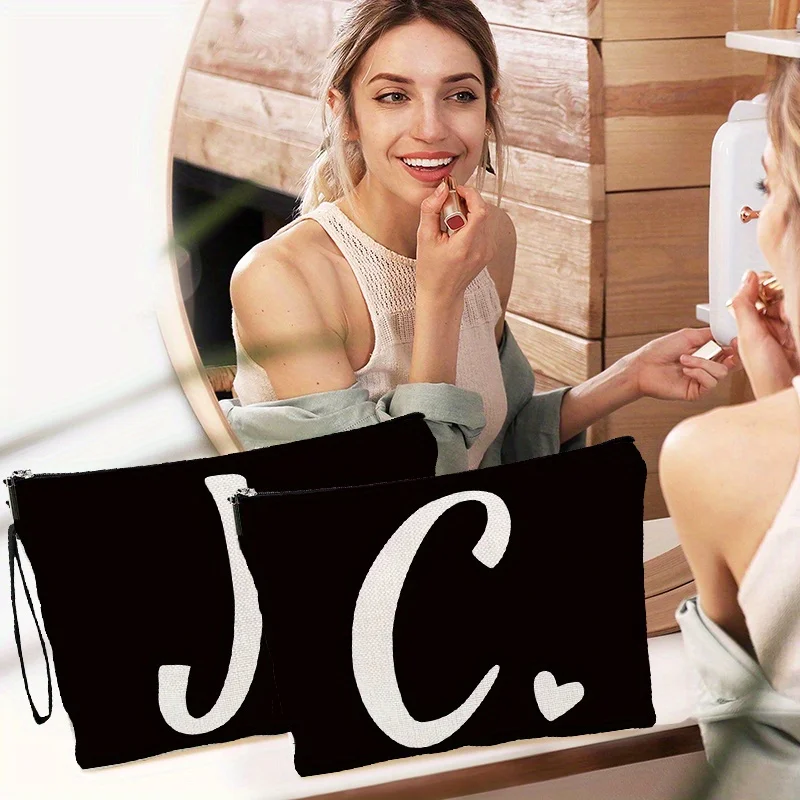 1 bolsa de cosméticos con cremallera con estampado de letras: una bolsa de almacenaje para maquillaje multifuncional y reutilizable, adecuada para viajes, vacaciones, viajes de negocios, fitness y actividades al aire libre, ideal como regalo de boda, regalo de cumpleaños, regalo de Navidad o regalo de aniversario