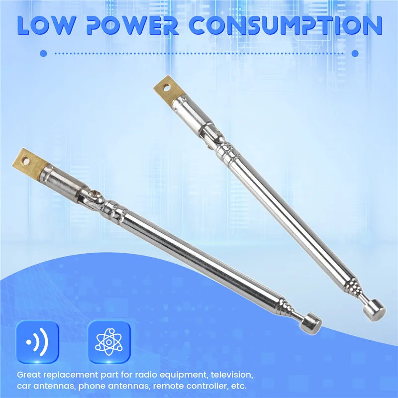 ABZW 2 قطعة استبدال 25.4 سنتيمتر 10 بوصة 5 أقسام هوائي تليسكوبي الجوي للراديو التلفزيون