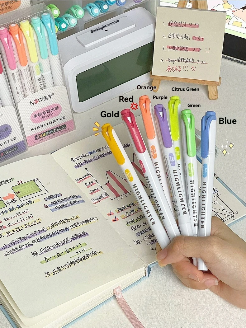 5/15PC Fluoreszierende Stift Set Student Kennzeichnung Strich Schlüssel Kennzeichnung Stift Hohe Schönheit Farbe Handbuch Stift Charge – Detail 5