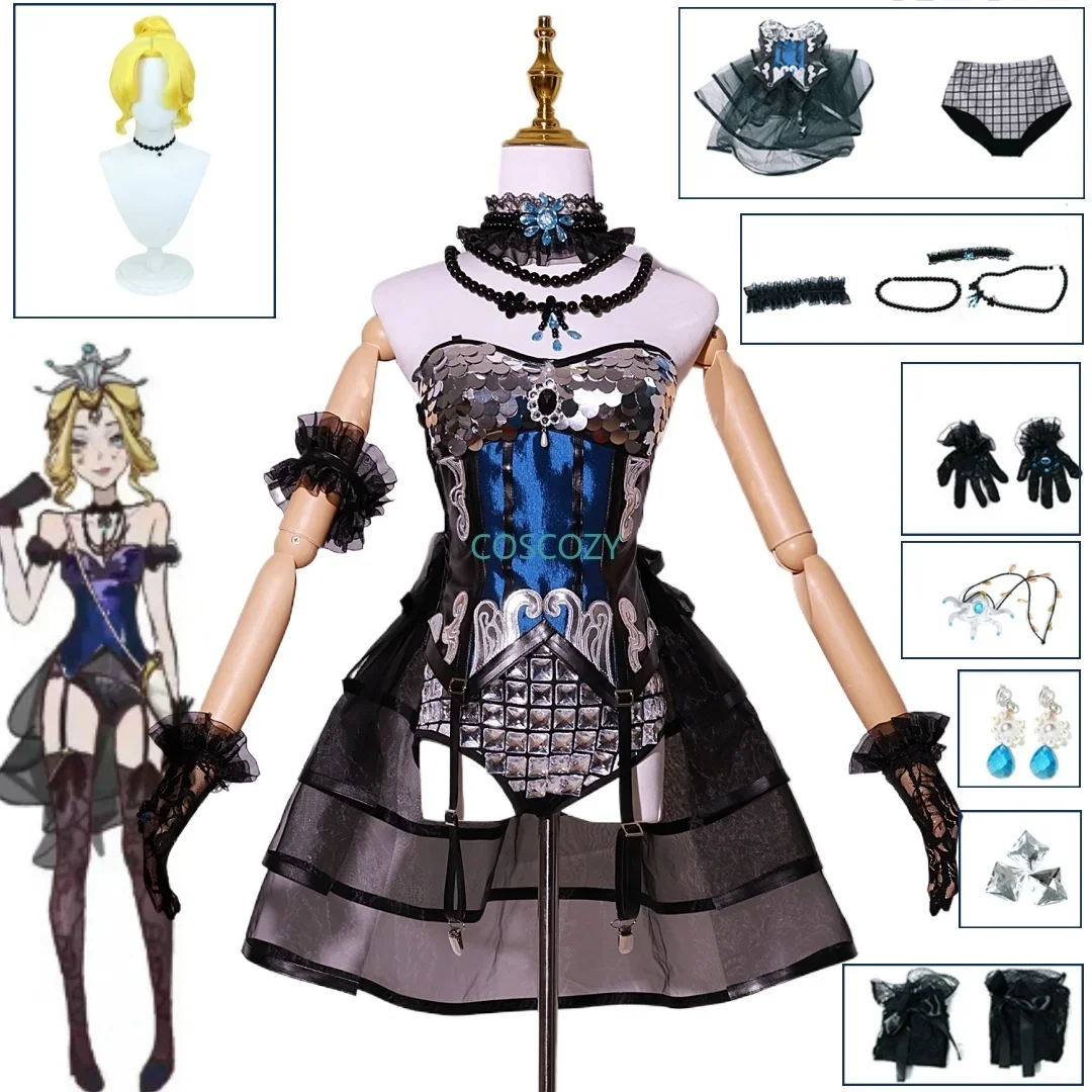 Identity V Cosplay Costume Croteau Beast Tamer Cosplay Wig Dress Under the Truth Headwear Gloves Stockings Set