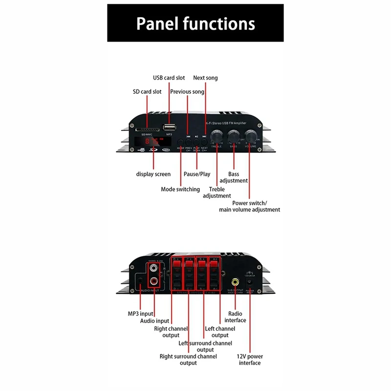 S-269 4X400W 4.0CH Mini Power Amplifier Audio Karaoke Home Theater Amplifiers Home Car Wireless Amplifier EU Plug