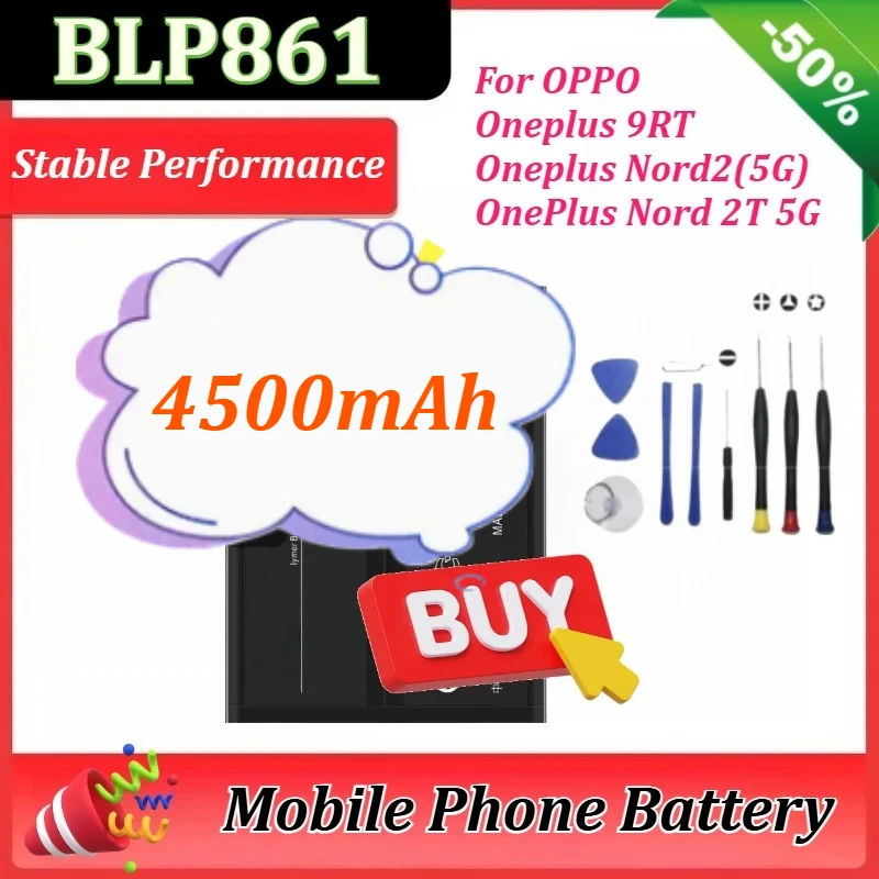 

BLP861 4500mAh Replacement Battery For OPPO for Oneplus Nord2 (5G)/Nord 2T 5G/ 9RT High Quality Battery+ Tools