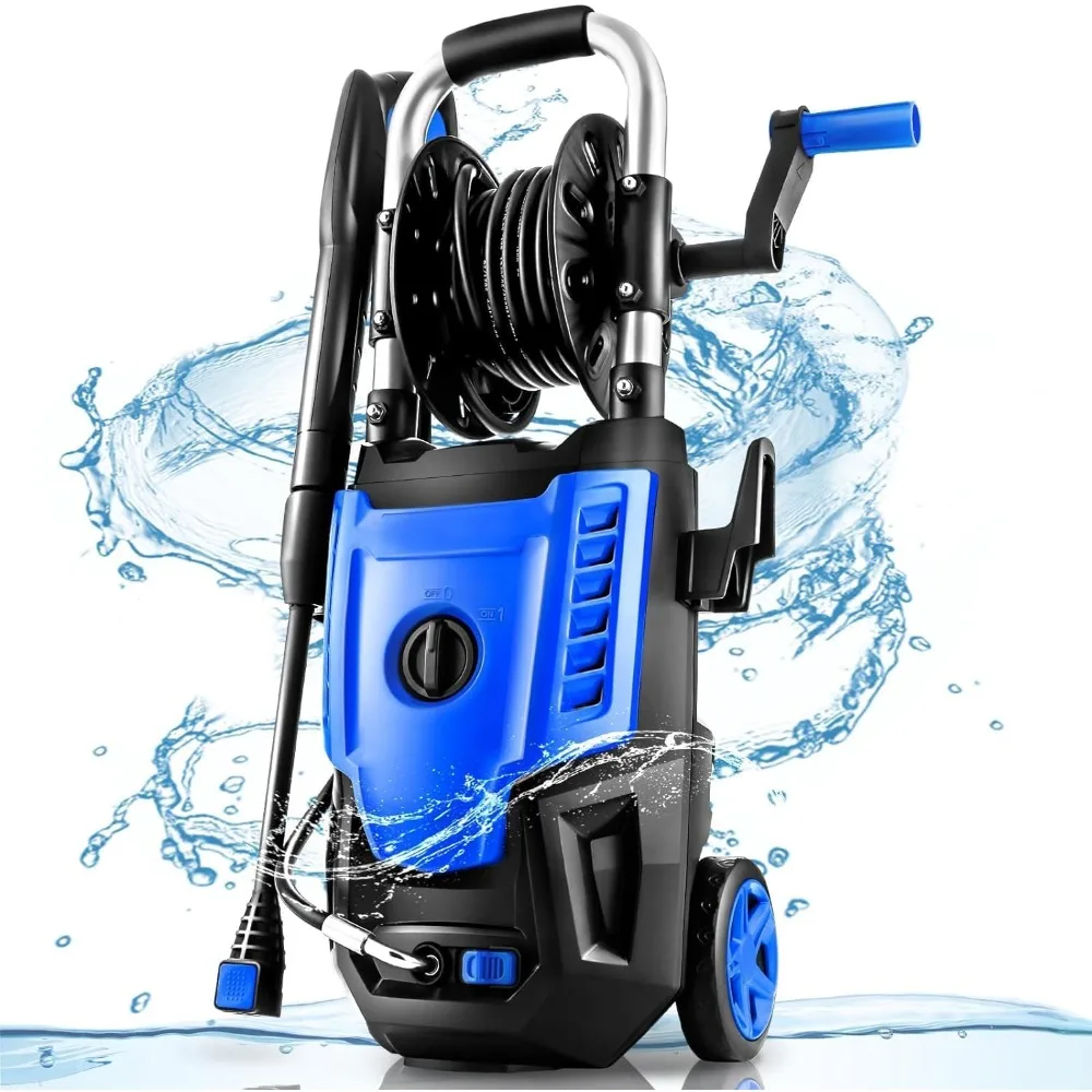 

4200 PSI Electric Pressure Washer- 4.0 GPM High Power Washer with 33FT Hose Reel, 4 Spray Tips and Soap Bottle for Car Washing