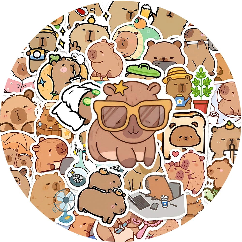 10/30/50pcs Animale Sveglio Capibara Adesivi Kawaii Del Fumetto Decalcomanie Per Bambini Giocattoli Cassa Del Telefono Del Computer Portatile Frigo Scrapbook Decorazione adesivo