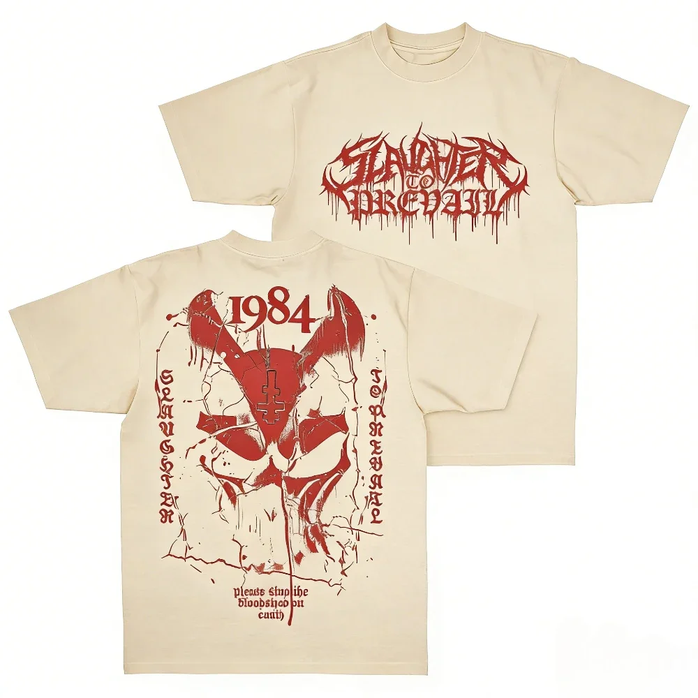 Camisetas con estampado de Slaughter To Prevail Bloodshed, camiseta de algodón Premium de gran tamaño unisex con estampado de la banda rusa Deathcore Nu Metal Tour Album