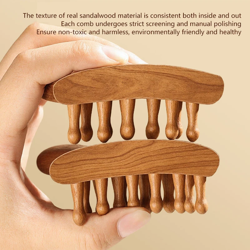 Cartoon Tiger Panda Sandalwood Massage Comb Meridian Blood Dredging Massage Care Scalp Anti-Hair Loss Hairdressing Tool