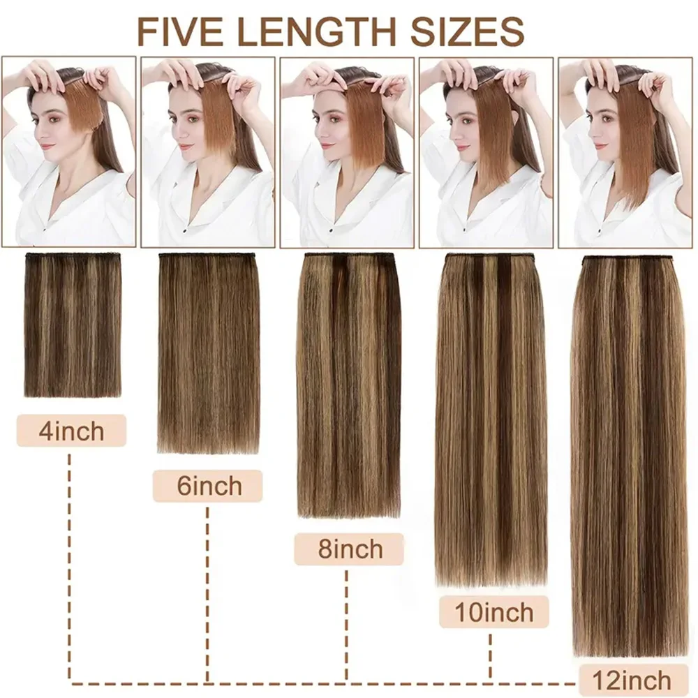 YWUEXT وصلات شعر قصيرة بمشبك في شعر بشري حقيقي مشبك قصير صغير في قطعة الشعر للنساء إضافة حجم أو تسليط الضوء على 10-30 سنتيمتر