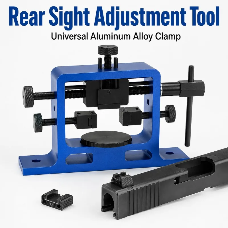Universal Sight Pusher Adjustment Tool Aluminum Alloy Front Rear Sight Clamp Jig with Knurled Knobs for Slide Maintenance Use