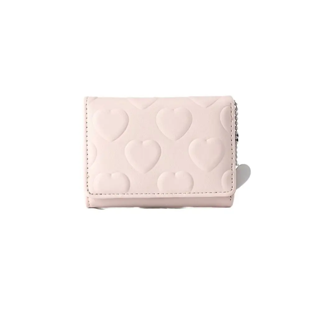 Fashion Imprinted Love Wallet Multi-card Slot Multifunction Three Fold Wallet with Pendant Short PU Leather Card Holder Outdoor