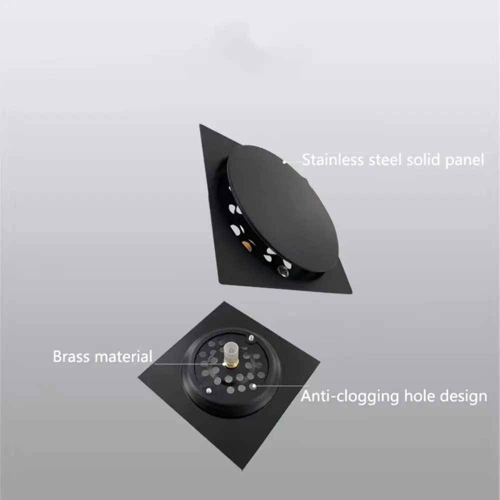 Removable Square Shower Drain Press Type Rust-proof Floor Hair Catcher Anti-odor Rubber Gasket Bathroom Drain Plug Toilets