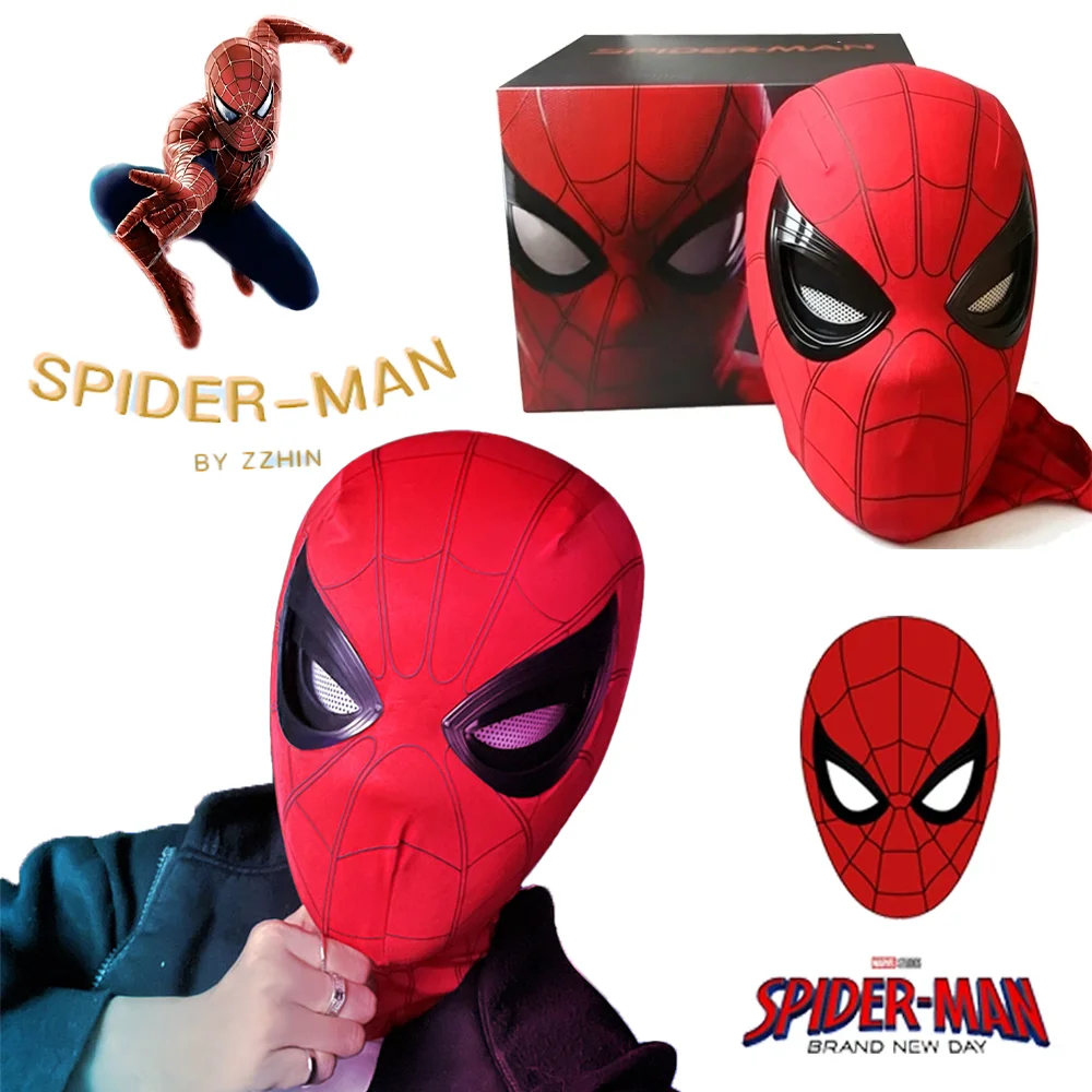 In Stock Hot Spider-Man 1:1 Scale Mask With Chin Operable Blink Eyes Ring Control Cosplay Mask Toy Spiderman mask Gift