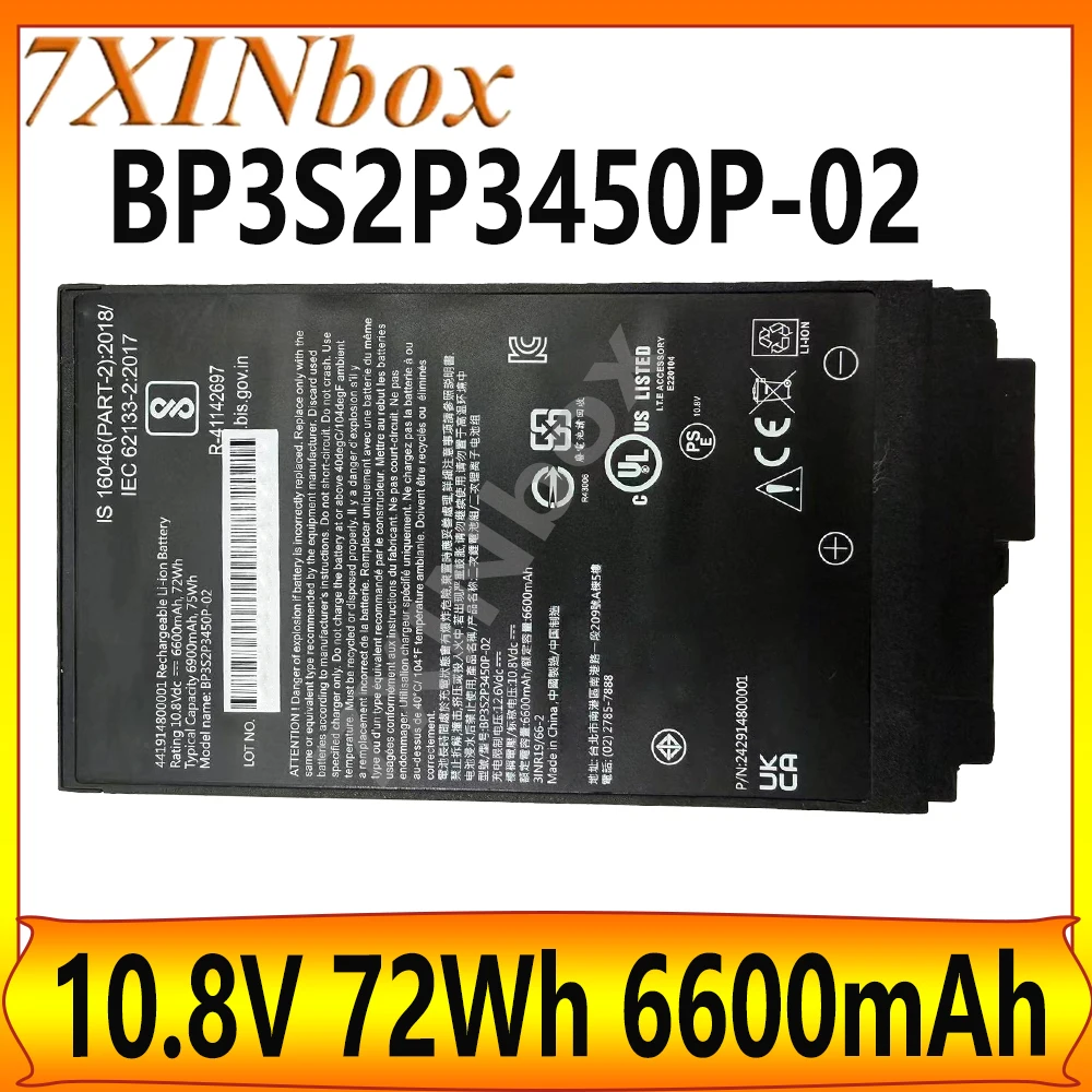 7XINbox BP3S2P3450P-02 BP3S2P3450P 10.8V 72Wh 6600mAh Laptop Battery For GETAC 441914800001 242914800001 S410 G4 series