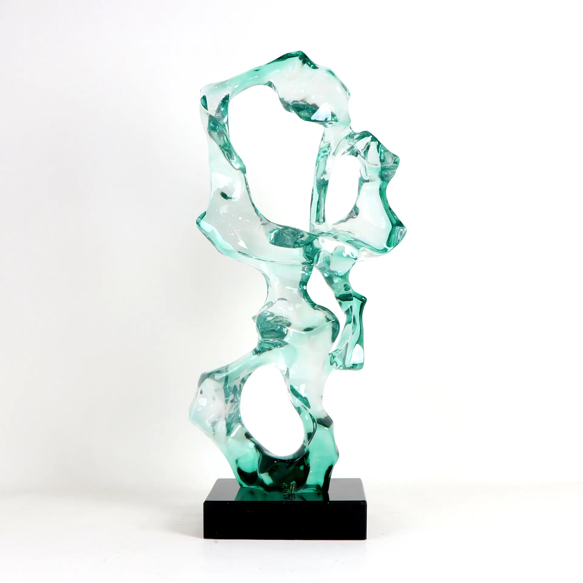 

Green Taihu stone abstract sculpture ornament, art entrance TV cabinet decoration