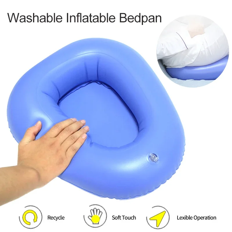 1 Set Bedpans Bathroom Bed Pans Air Inflation Bed Pan Bedridden Inflatable Cushions Potty Washable Portable Elderly Bedridden