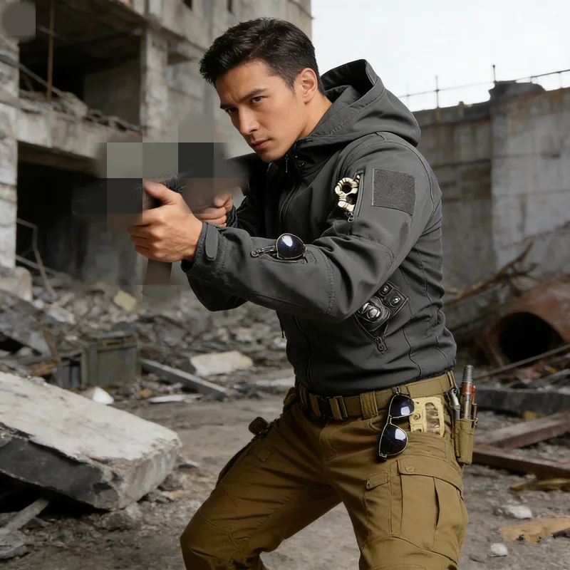 

Men's Winter Tactical Camouflage Suit 2-Piece Fleece Lined Warm Softshell Windproof Water Resistant Outdoor Work Clothing