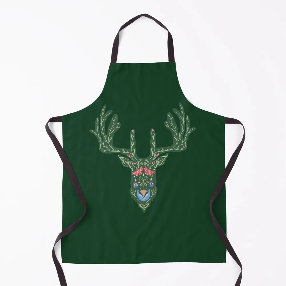 

Folk deer Apron Kitchen New 2022 Year Kitchen And Home Items Apron