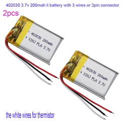 3.7V 200mAh 0.74Wh Li-Polymer Replacement Lipo Rechargeable Battery 402030 JST 3Pin NTC Thermistor 3 Wires For GPS Camera LED