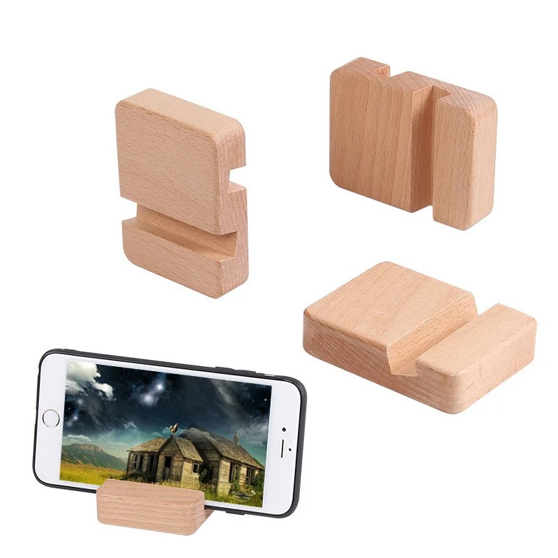HeMu Multi Slot Beech Wood Phone Stand,Universal Mobile & Tablet Holder,Portable Wood Desktop Dock,Home Office Cellphone Support