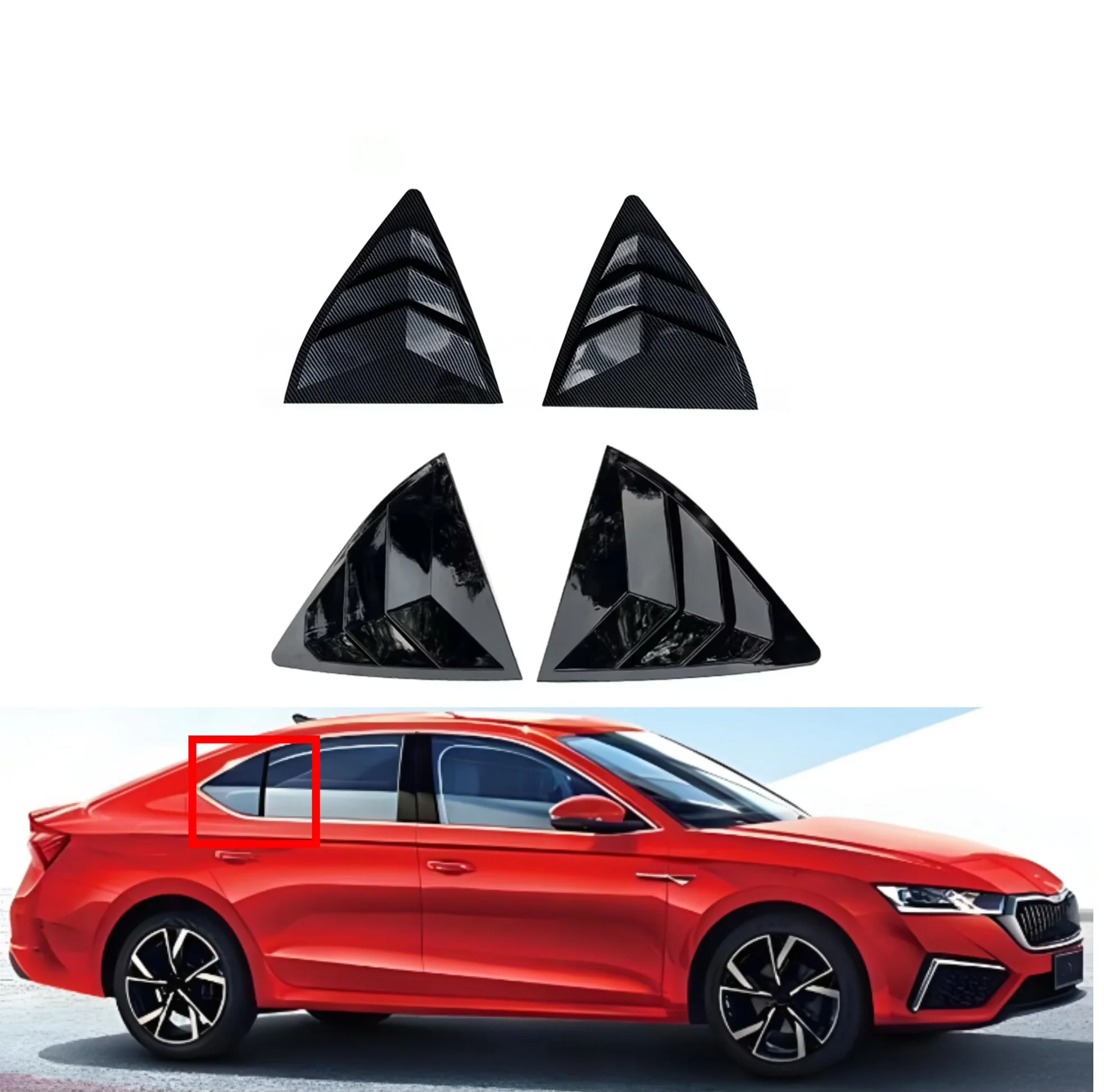 

Fit For Skoda Octavia MK4 Sedan 2021 2022 202 Car Rear Louver Window Side Shutter Cover Trim Sticker Vent Scoop ABS Carbon Fiber