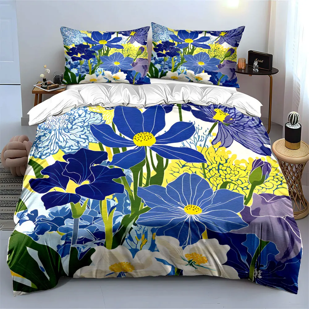 "Floral Art Print Set Decoration" Bedding Set with 1 Duvet Cover 2 Pillowcases Single Double King Queen, Gift